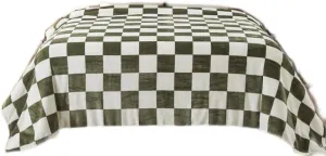 Checkered Queen Size Blanket,90x90 Inches Sage Green Microfiber Soft Cozy Fluffy Warm Hand Made Queen Throw Blankets for Queen Full Bed,Couch, Sofa, Chair, Camping, Picnic,Sage Green