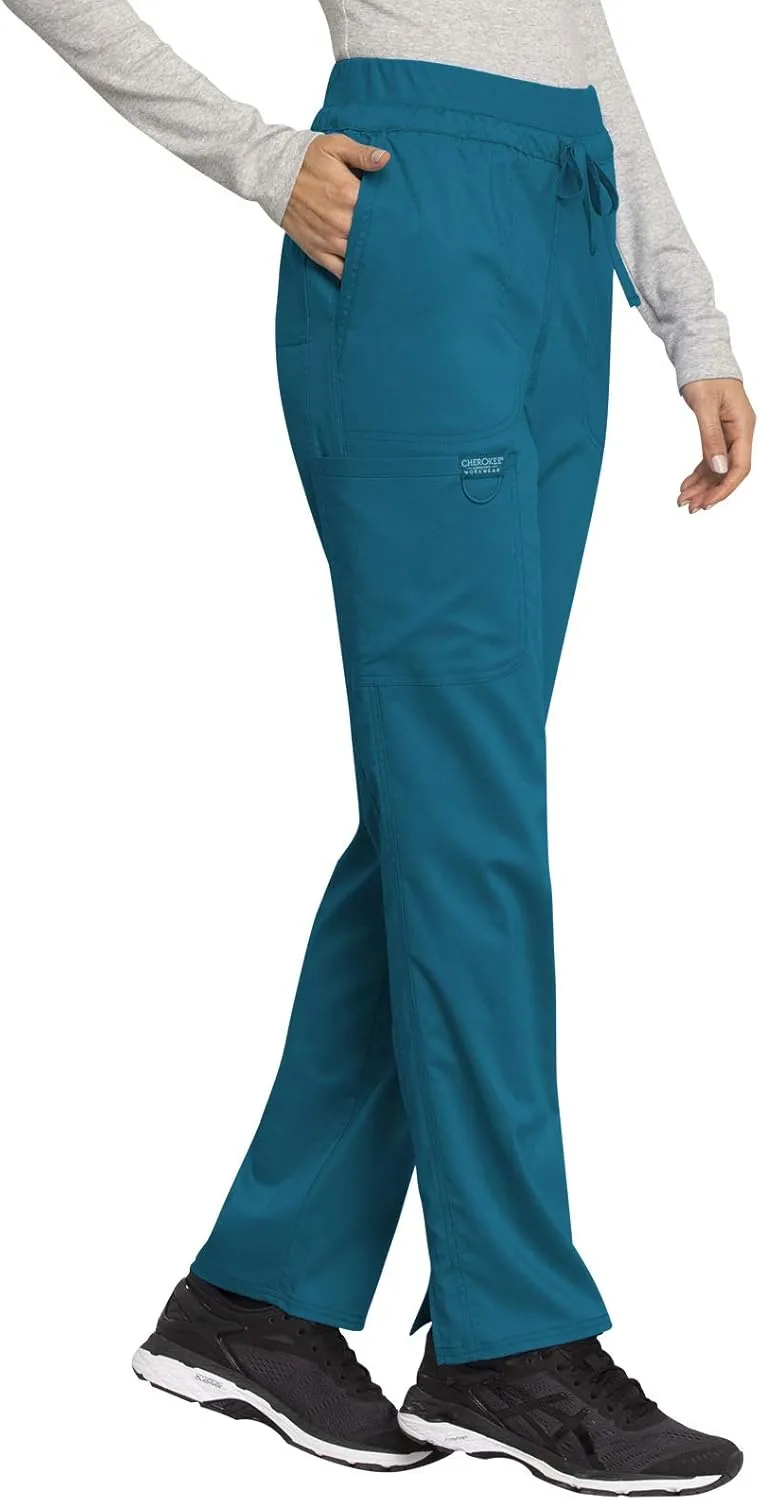 Cherokee Scrub Pants for Women Mid Rise Tapered Leg Drawstring Bottom WW105