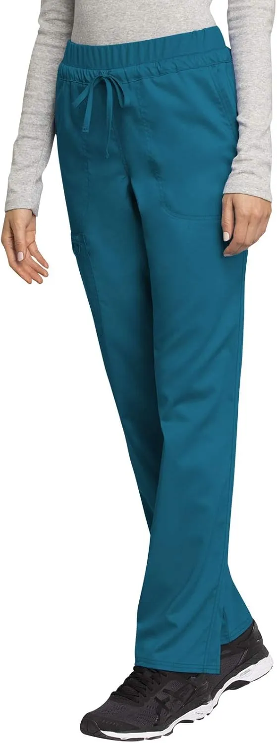 Cherokee Scrub Pants for Women Mid Rise Tapered Leg Drawstring Bottom WW105