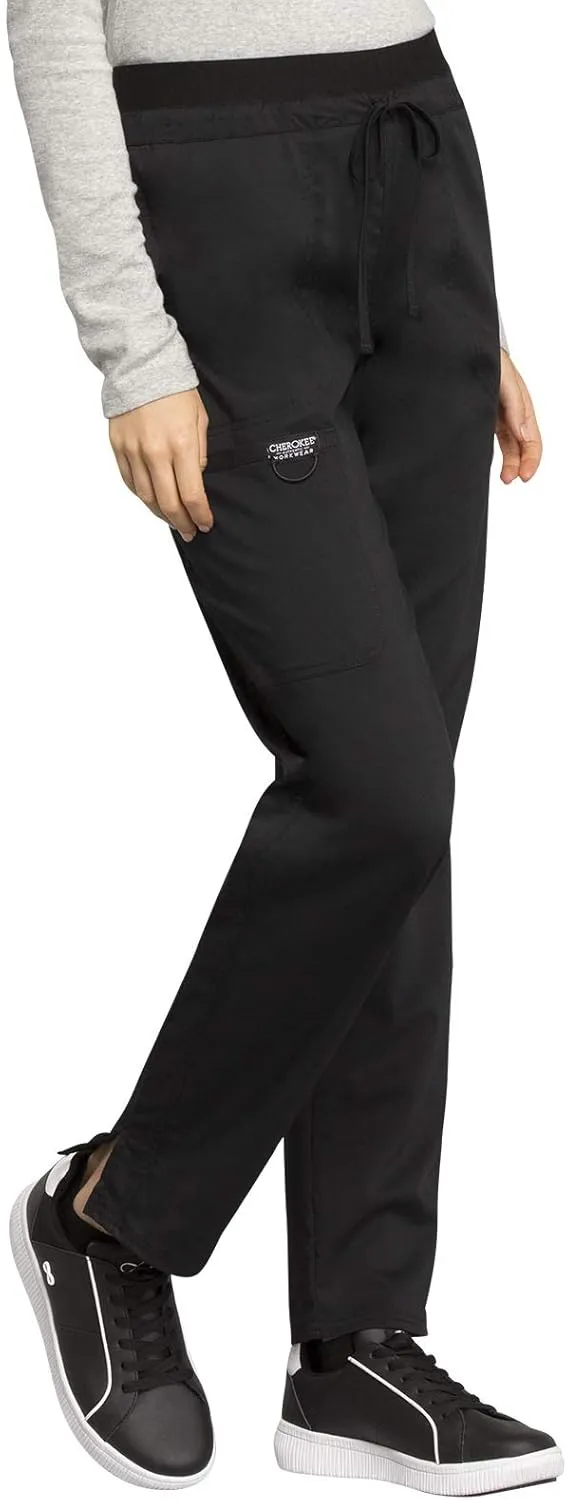 Cherokee Scrub Pants for Women Mid Rise Tapered Leg Drawstring Bottom WW105