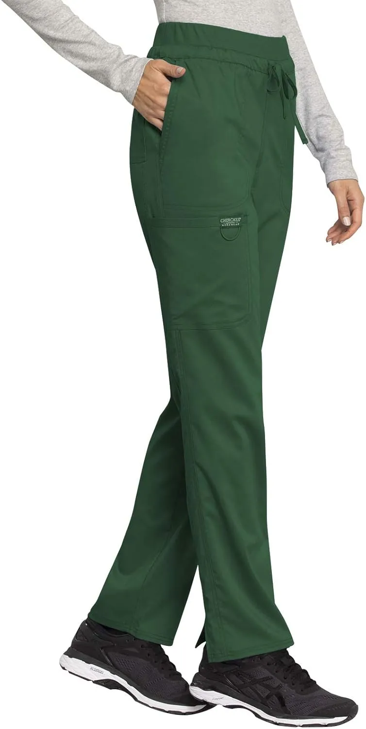 Cherokee Scrub Pants for Women Mid Rise Tapered Leg Drawstring Bottom WW105