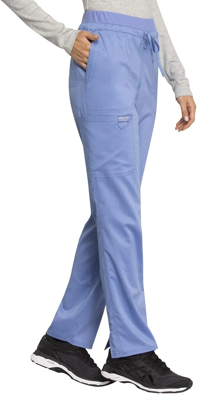 Cherokee Scrub Pants for Women Mid Rise Tapered Leg Drawstring Bottom WW105