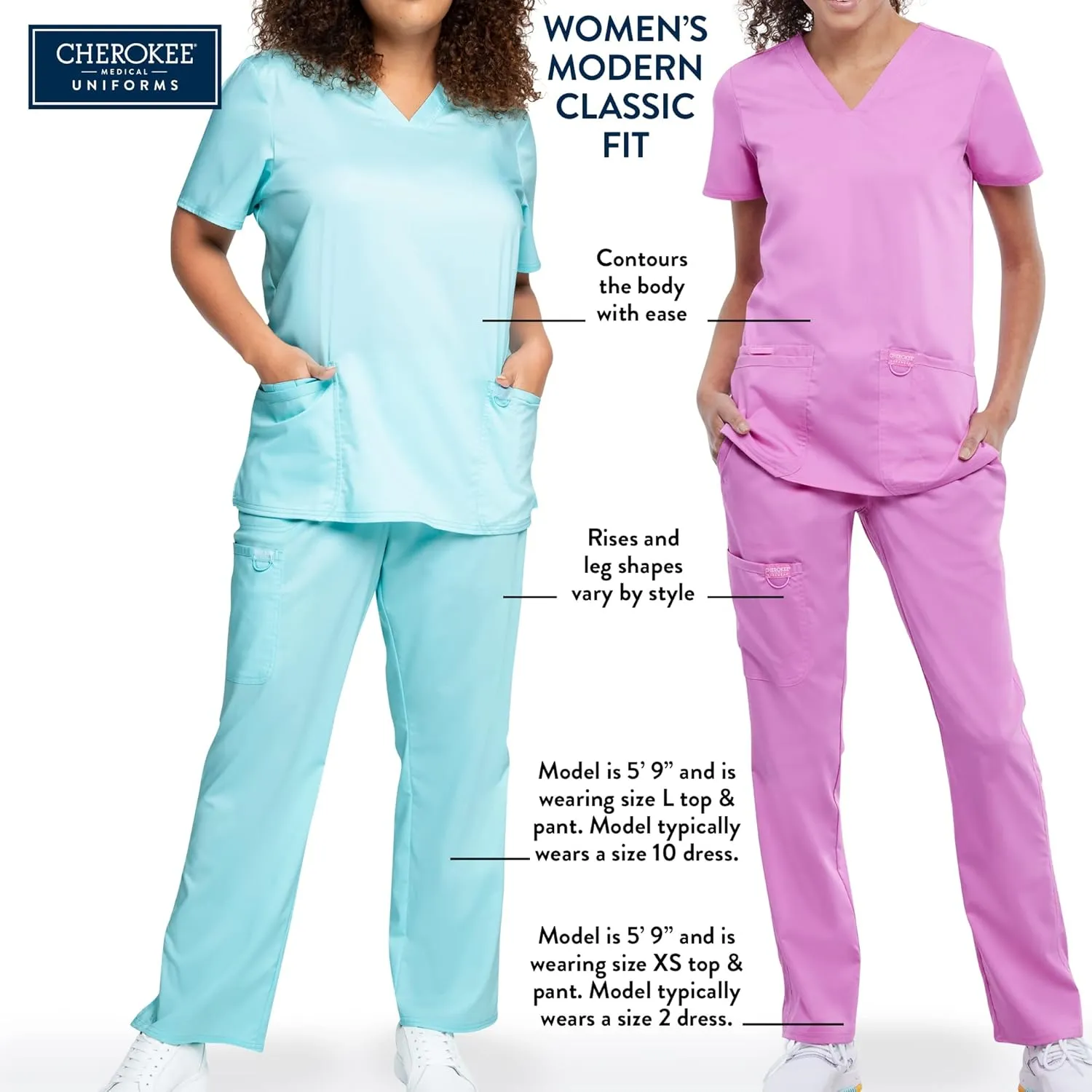 Cherokee Scrub Pants for Women Mid Rise Tapered Leg Drawstring Bottom WW105