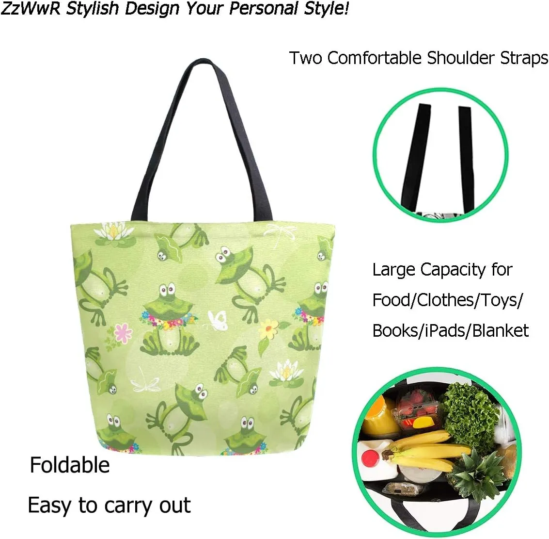 Chic Fashion Pattern Printed Extra Large Shoulder Tote Bag for Beach Travel Weekender Gym Grocery Shopping