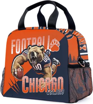 Chicago Lunch Bag, Lunch Box for Men, Insulated Lunch Tote Bag with Adjustable Shoulder Straps, Football Merch Gifts, Cooler Bag for Women