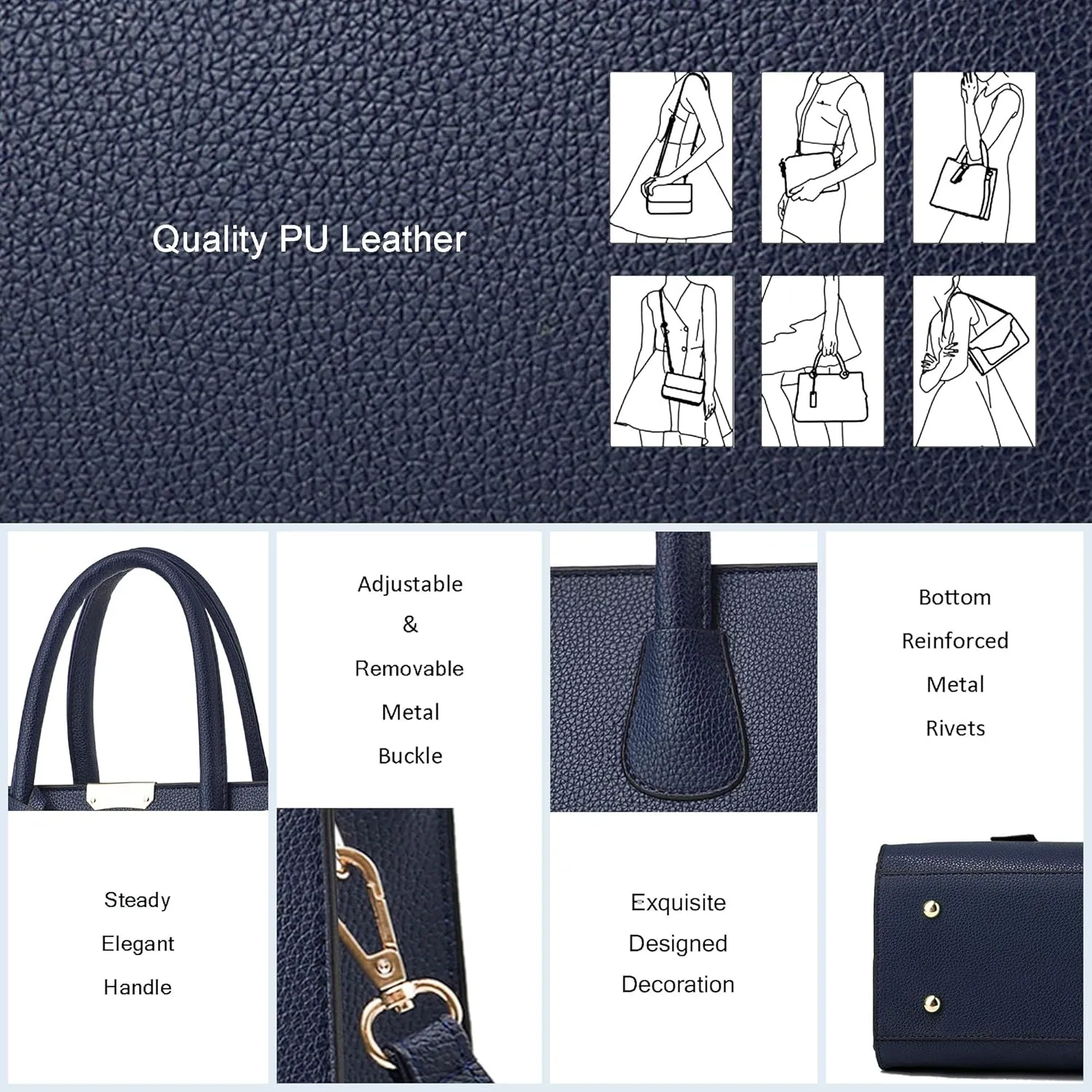 CHICAROUSAL Crossbody Purses and Handbags for Women PU Leather Tote Shoulder Bags Top Handle Satchel