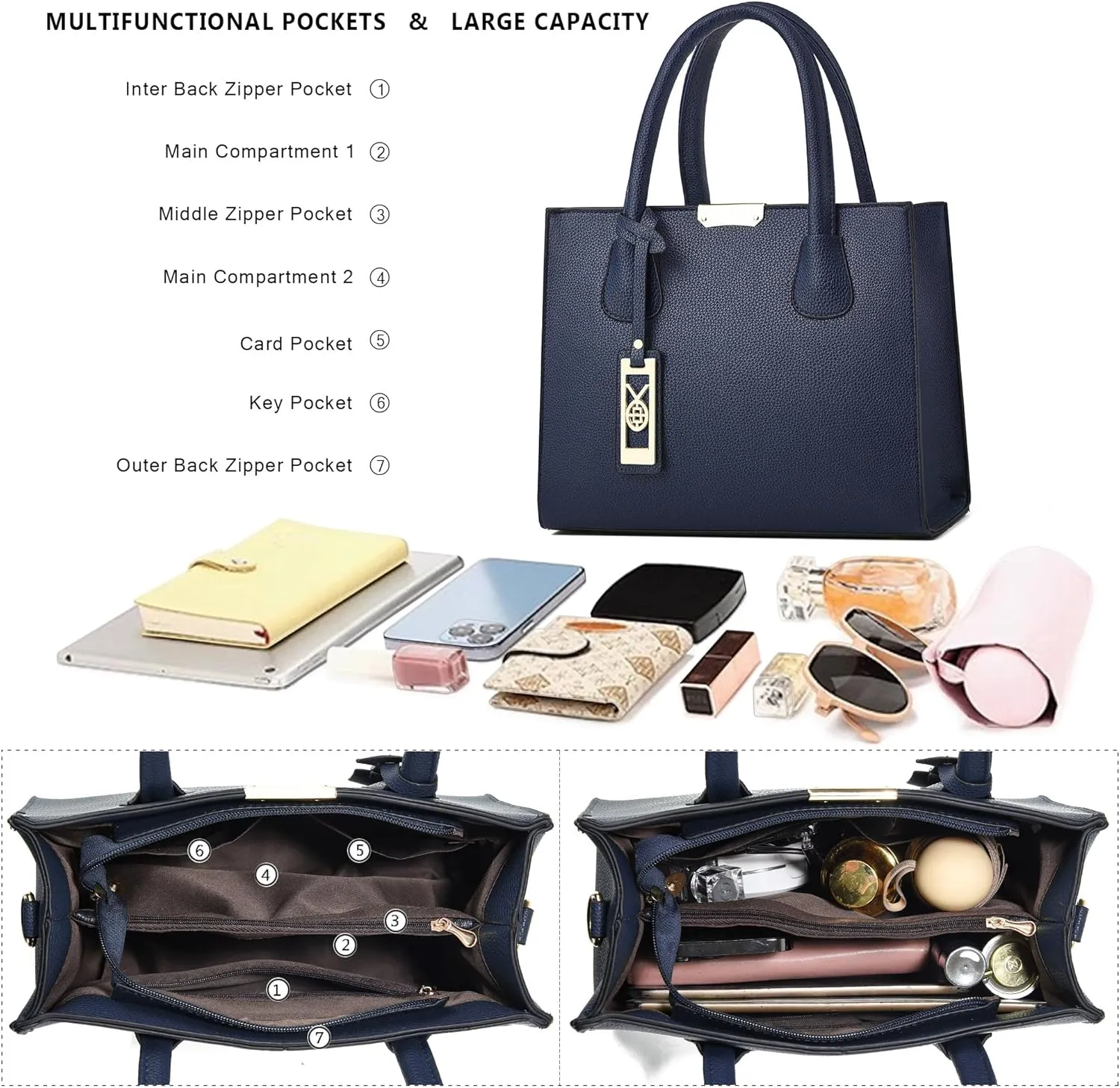 CHICAROUSAL Crossbody Purses and Handbags for Women PU Leather Tote Shoulder Bags Top Handle Satchel