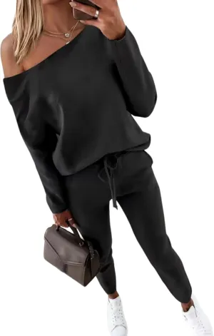 CHICME BEST SHOPPING DEALS Chic Me Women Long Sleeve Crewneck Pullover Tops and Pants Set Tracksuit Fall Outfit