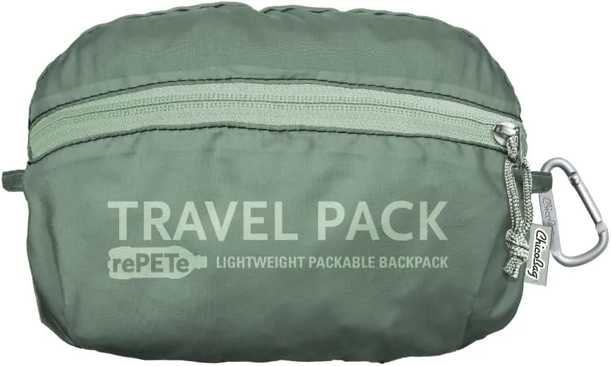 ChicoBag Travel Pack rePETe   Refine | Eco-friendly Lightweight and Packable Travel Backpack (Sage)