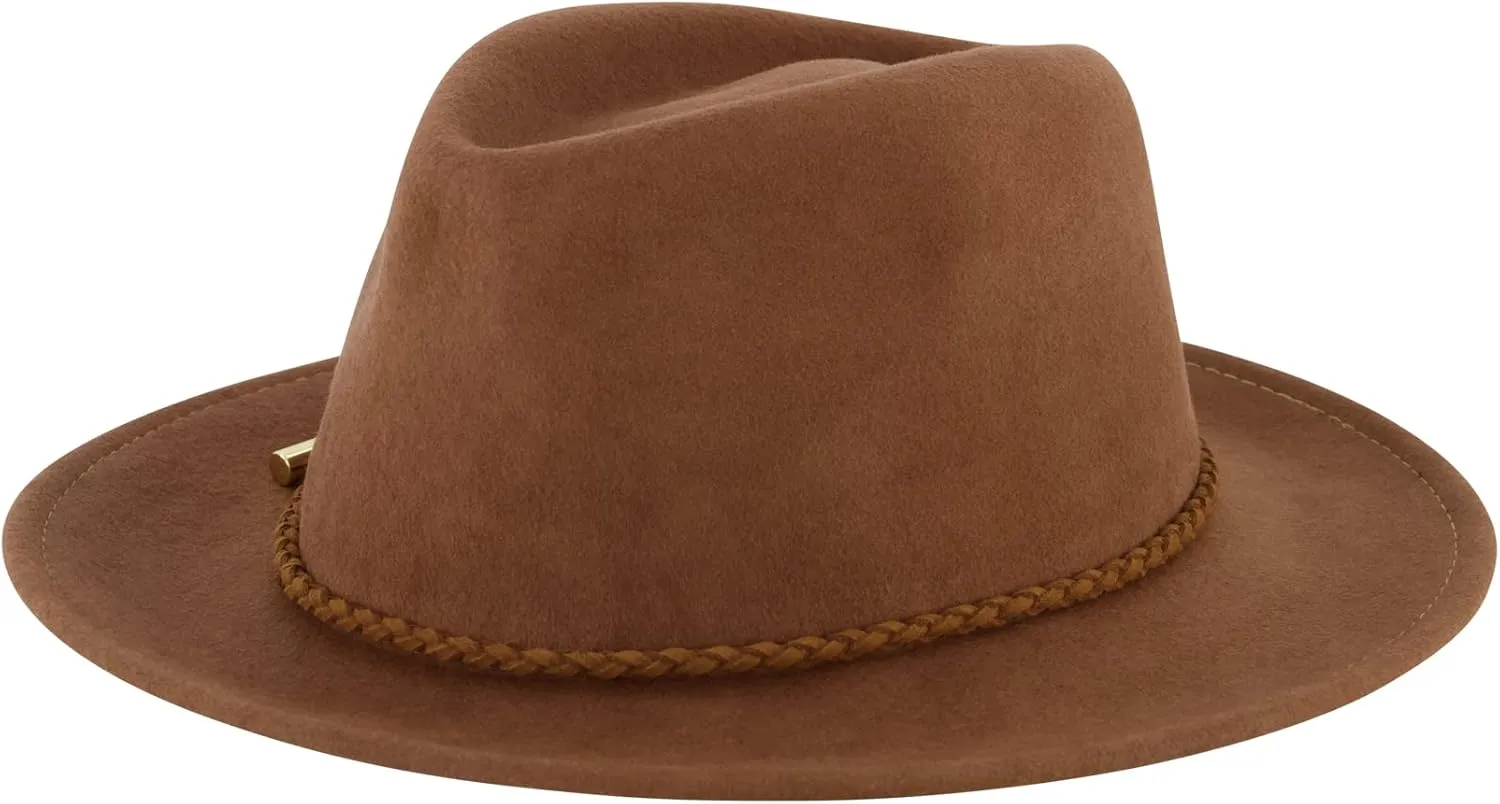 Christian Siriano New York Fedora Hat, Wool Felt Wide Brim Panama Fashion Hat, One Size