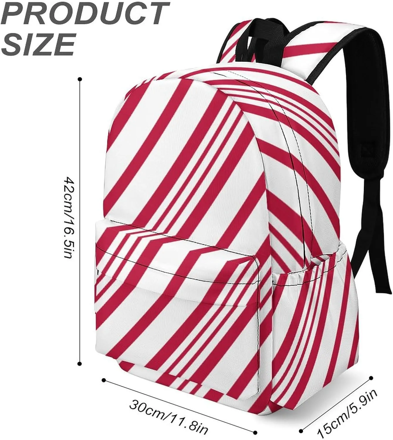 Christmas Candy Cane Casual Lightweight Large Capacity Travel Backpack Unisex