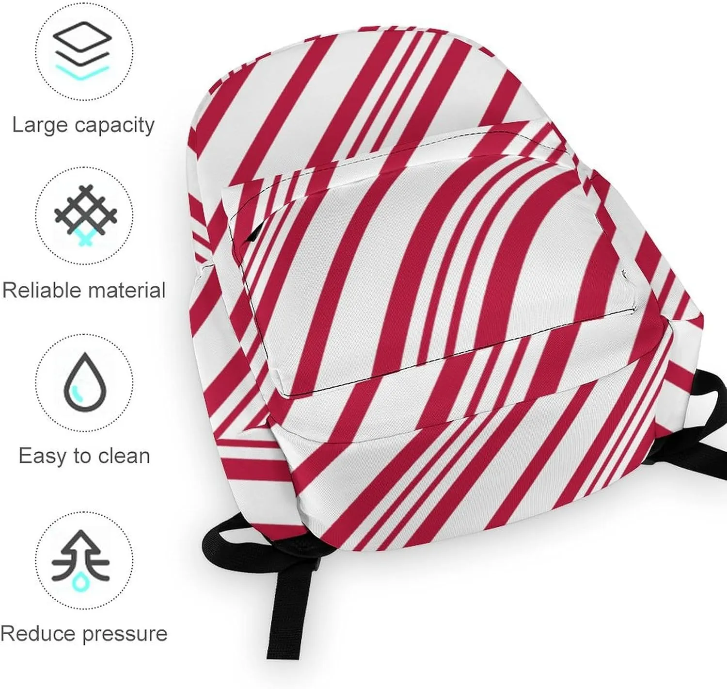 Christmas Candy Cane Casual Lightweight Large Capacity Travel Backpack Unisex