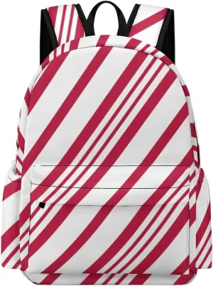 Christmas Candy Cane Casual Lightweight Large Capacity Travel Backpack Unisex