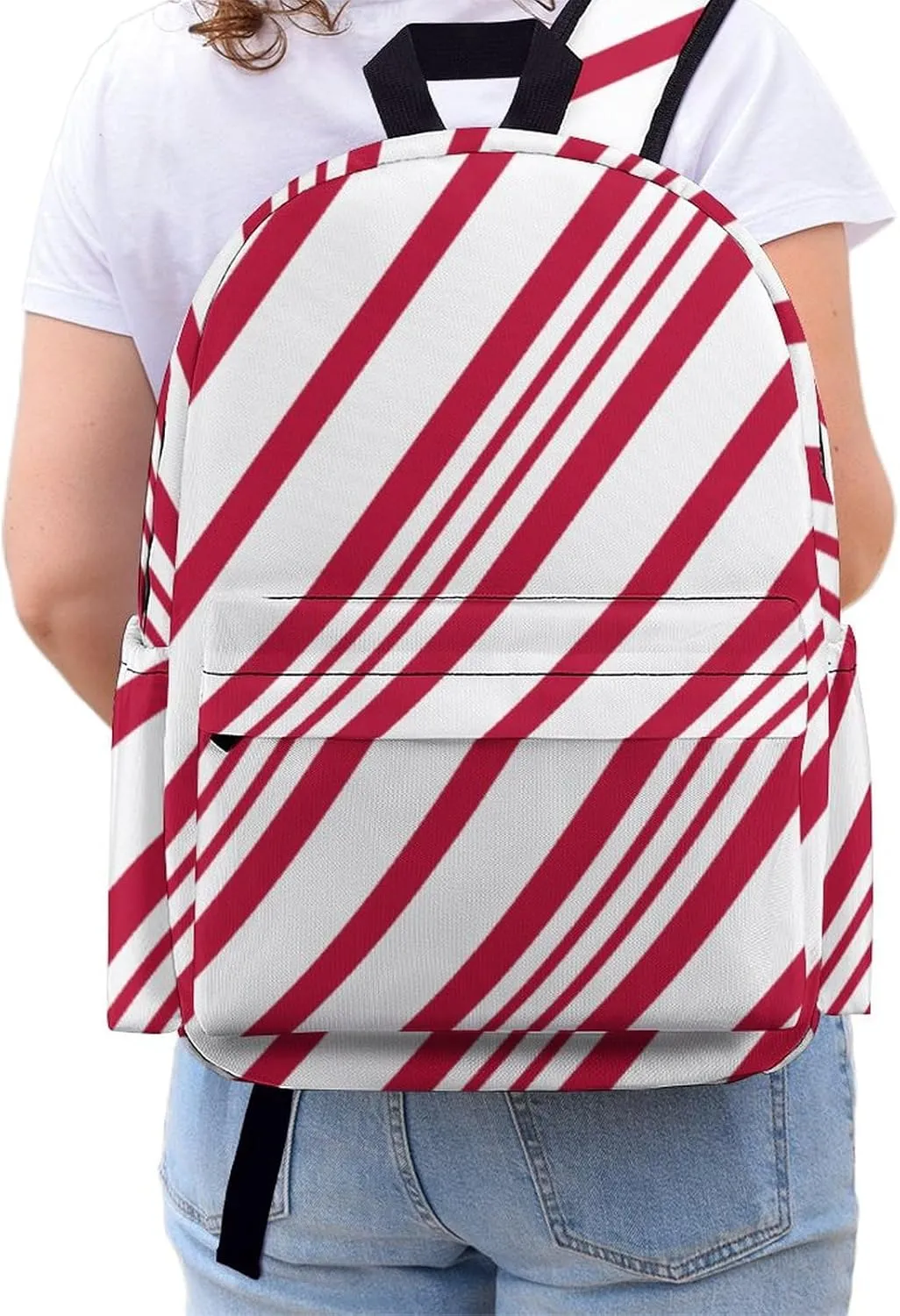 Christmas Candy Cane Casual Lightweight Large Capacity Travel Backpack Unisex