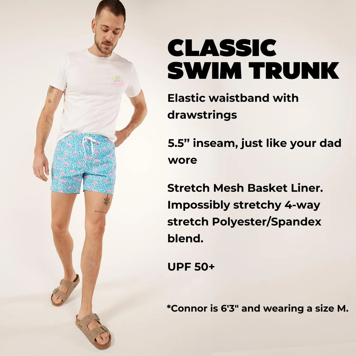 Chubbies Mens Swim Trunks – Mens Swim Shorts with 4-Way Stretch, 5.5” Beach Shorts with Elastic Waist, Drawstring,Mesh Lining