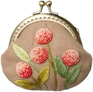 CIMAXIC 1 Set Handmade Embroidery Lock Purse Kit with Wool Needle Accessories for Beginners Clutch Bag Crafting Tools for Women Girls Herb Berry Style