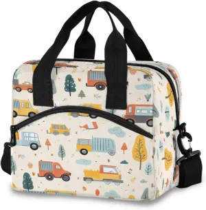City Transportation Truck Car Tree Lunch Box for Men Women Adults Insulated Lunch Bag Cooler Bag with Adjustable Shoulder Strap for Work Picnic Travel