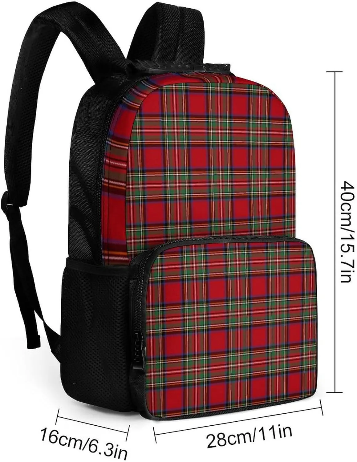 Clan Stewart Plaid Large Capacity Fully Printed Backpack Unisex 16 Inches