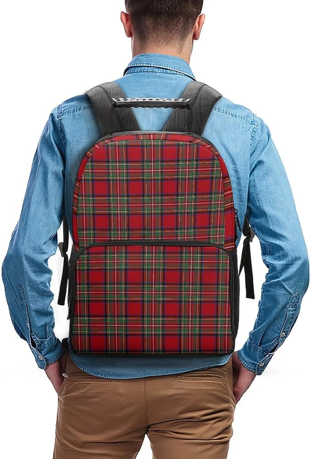 Clan Stewart Plaid Large Capacity Fully Printed Backpack Unisex 16 Inches