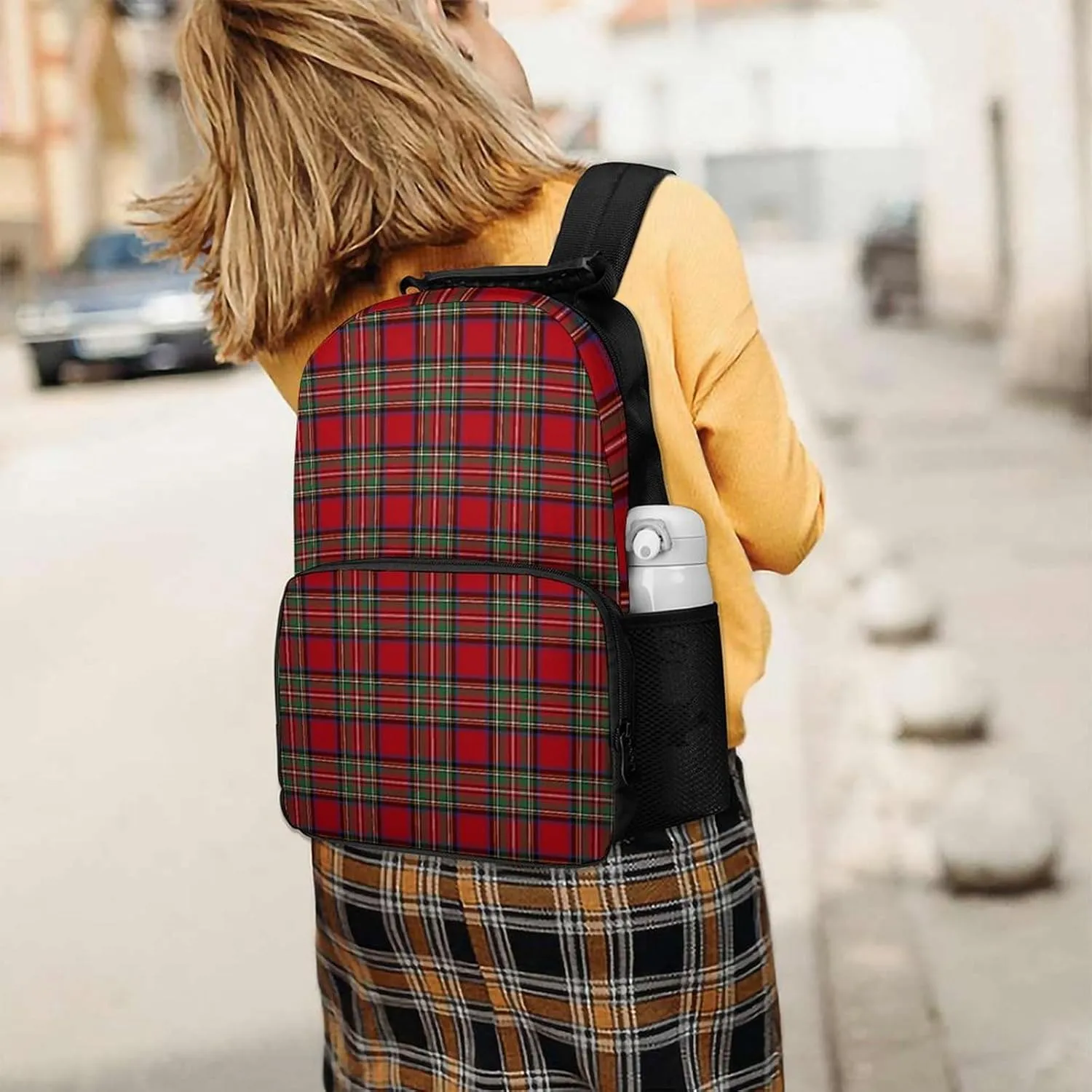 Clan Stewart Plaid Large Capacity Fully Printed Backpack Unisex 16 Inches
