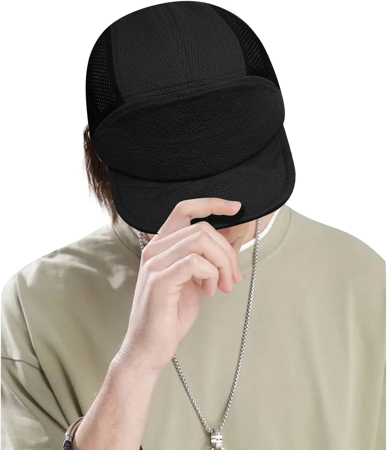 CLAPE Men Quick Dry Baseball Cap 5 Panel Hat Lightweight Trucker Mesh Hats Workout Dad Hat Running Outdoor Sports Cap