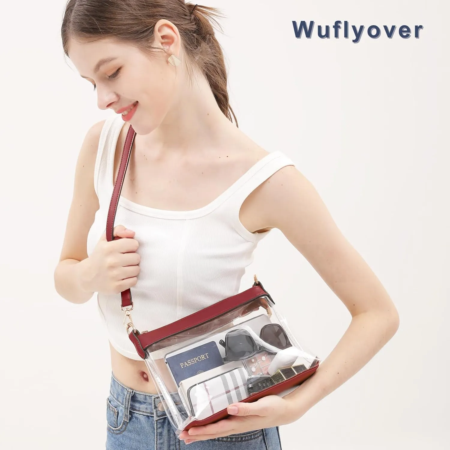 Clear Bag for Stadium Events, Clear Purses for Women, Stadium Approved Clear Crossbody Bag