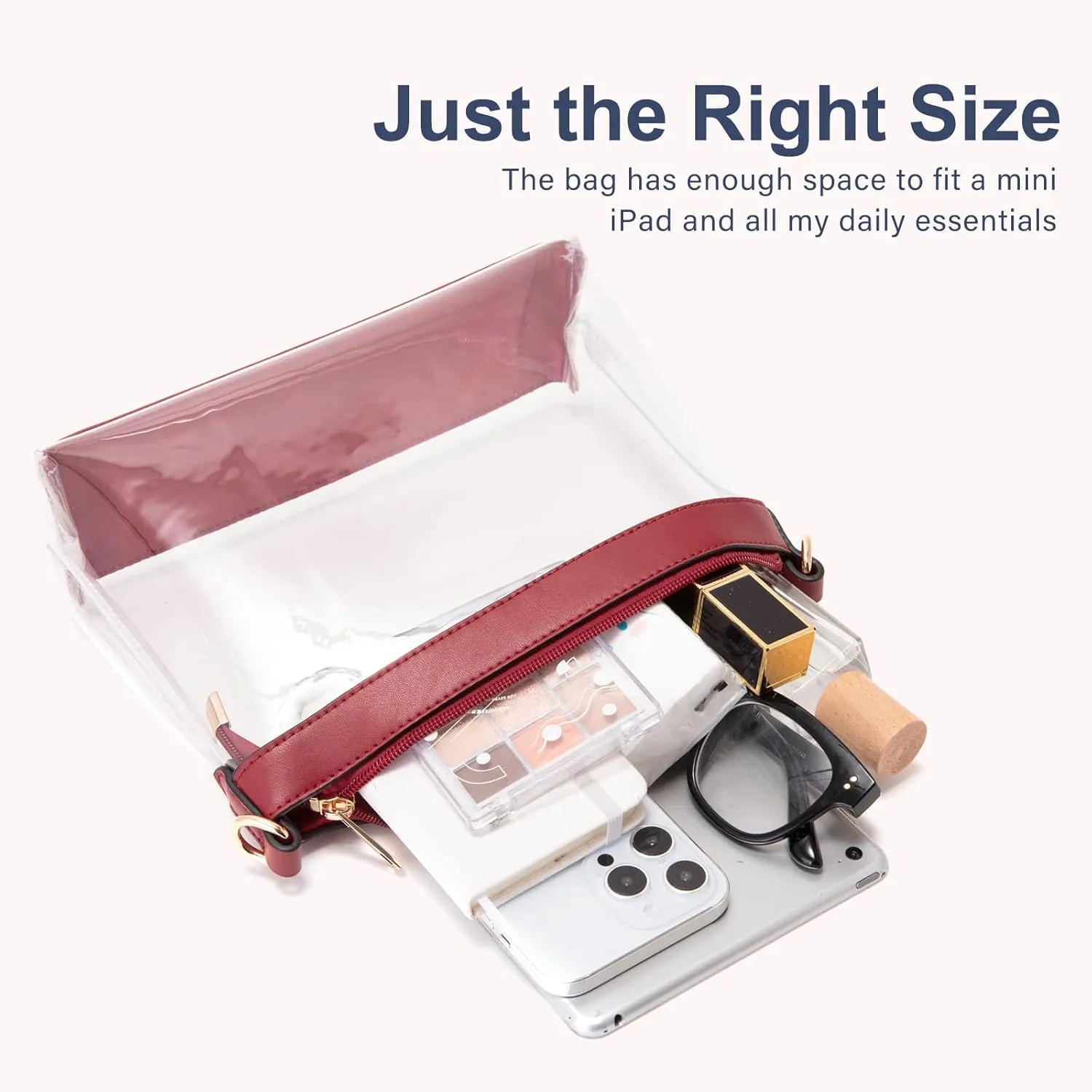 Clear Bag for Stadium Events, Clear Purses for Women, Stadium Approved Clear Crossbody Bag