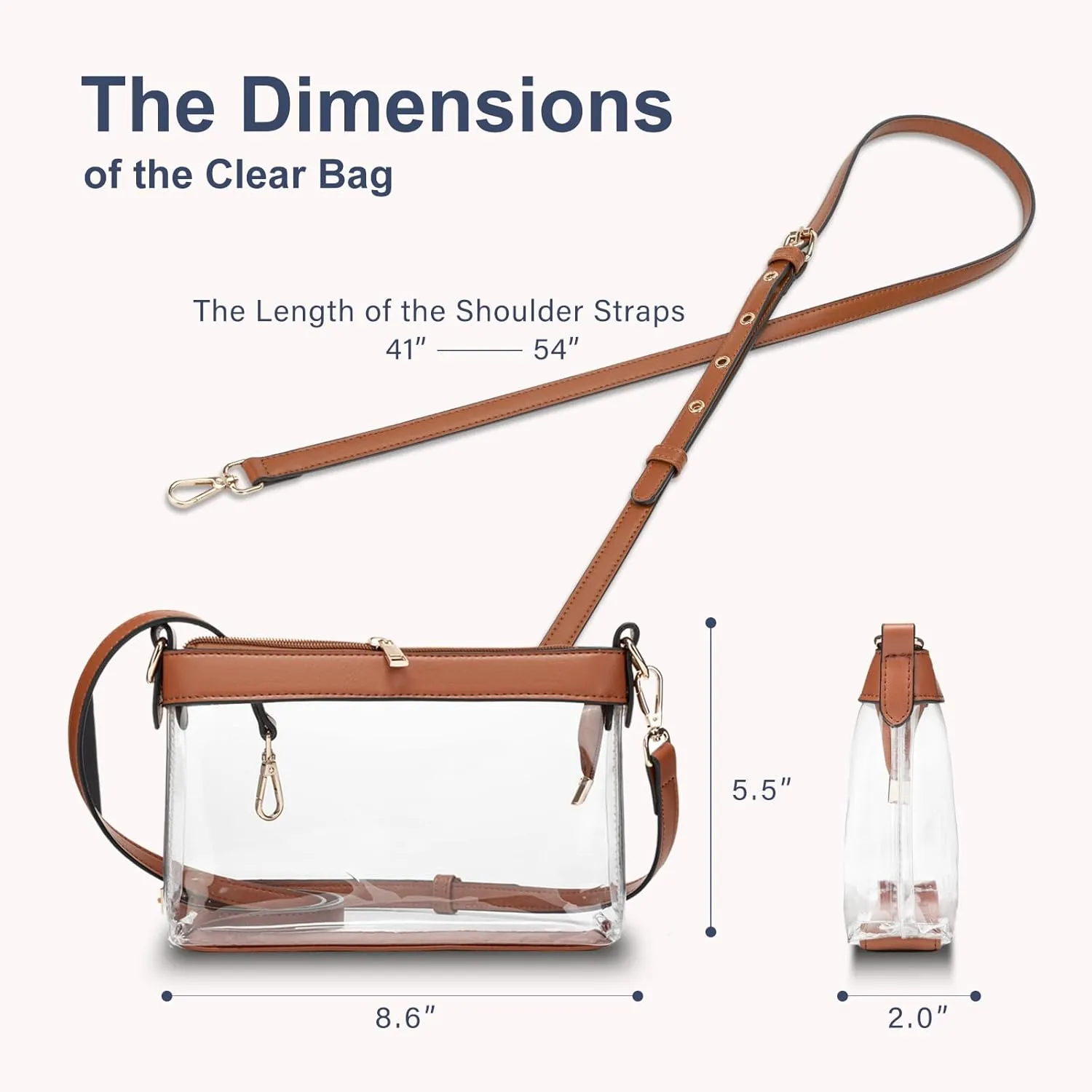Clear Bag for Stadium Events, Clear Purses for Women, Stadium Approved Clear Crossbody Bag