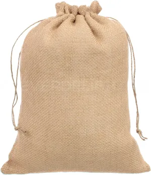 CleverDelights 10" x 14" Burlap Bags - 10 Pack - 10x14 Inch Jute Burlap Drawstring Sacks