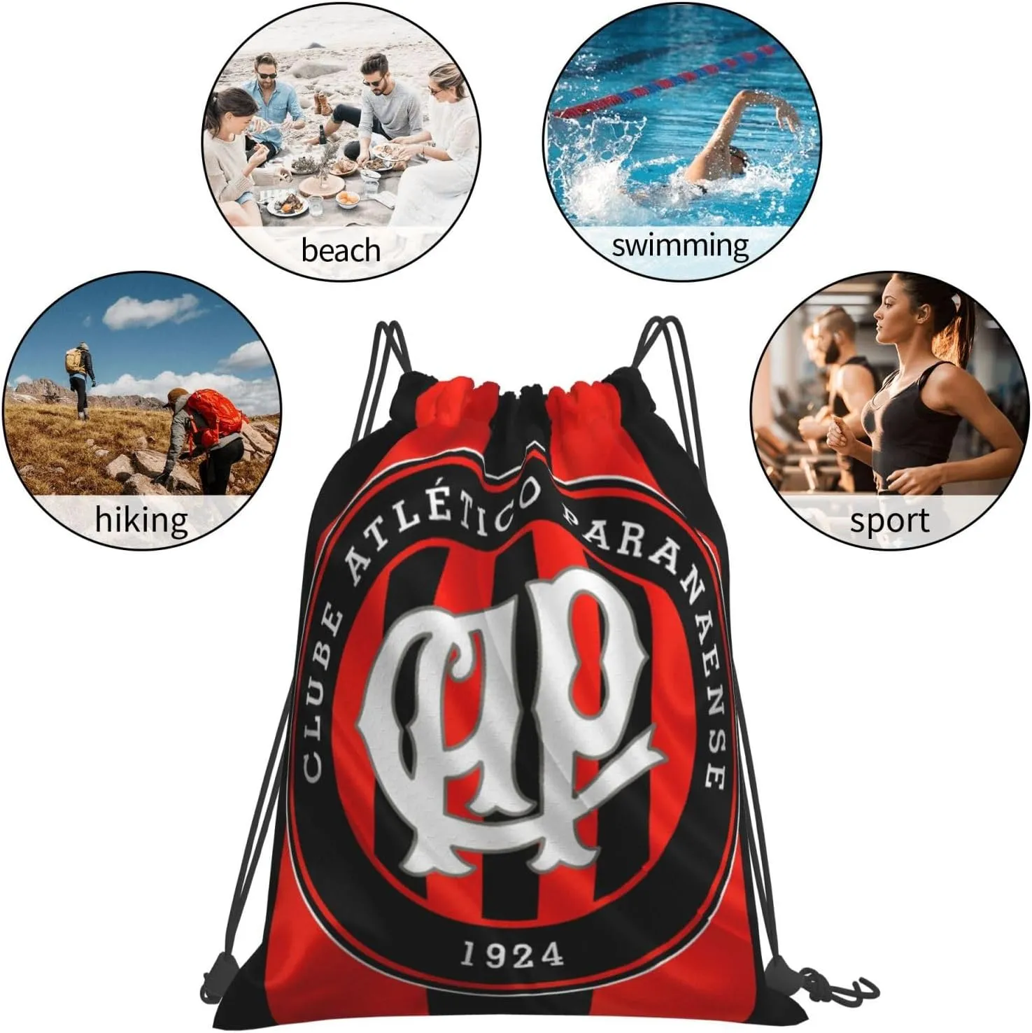 Clube Atlético Paranaense Unisex Adult Shoulders Bag Backpack Drawstring Bag for Shopping Swim Camp