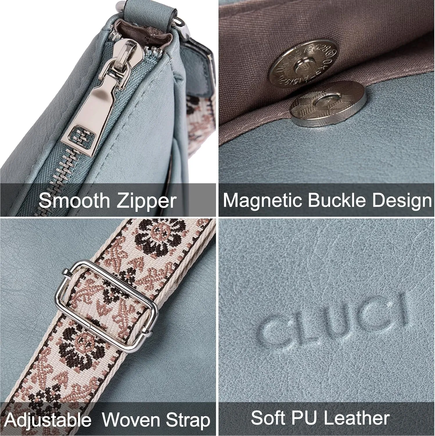 CLUCI Crossbody Bags for Women, Vegan Leather Shoulder Handbags, Purses for Women with Adjustable Wide Strap