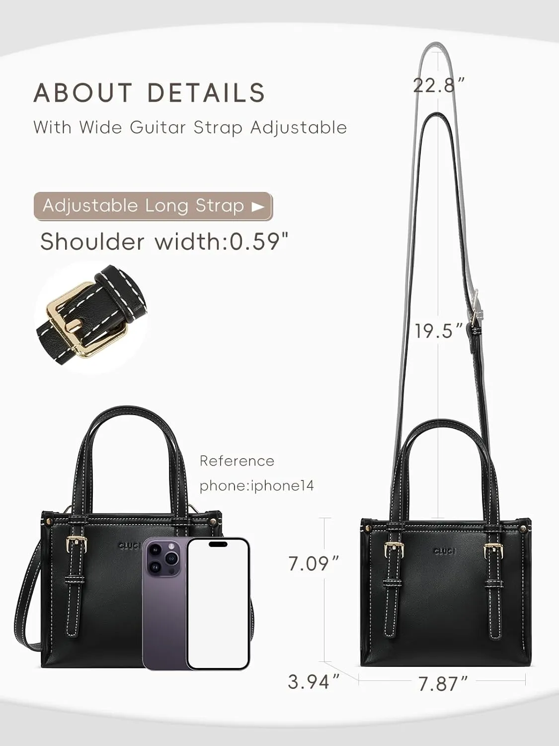 CLUCI Tote Bag for Women, Purse with Adjustable Shoulder Strap, Vegan Leather Small Shoulder Handbag