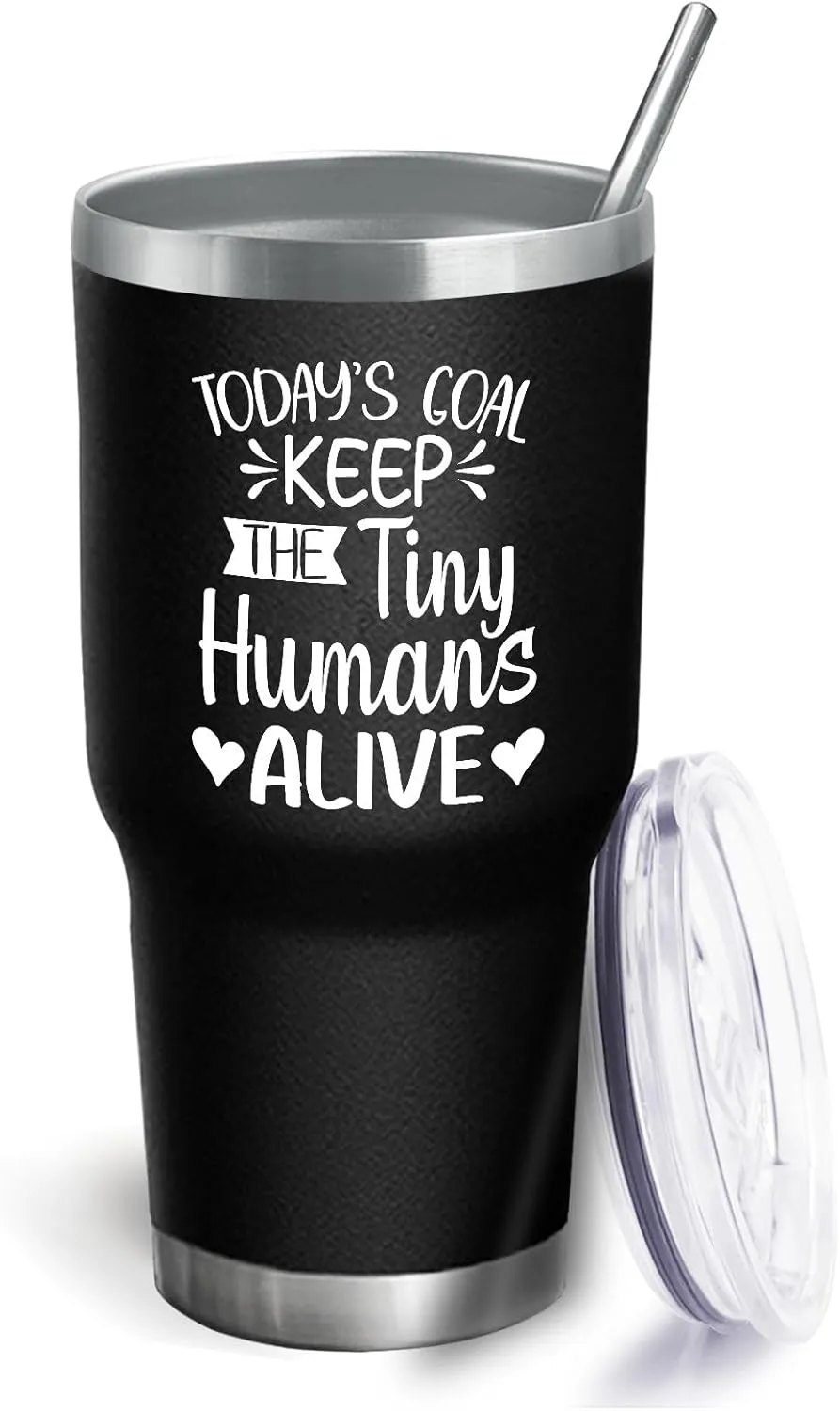 Coffee Tumbler Keep The Tiny Humans Alive Tumbler Insulated for Hot and Cold Stainless Tumbler with Lids and Straws Christmas Gift for Grandpa for Home