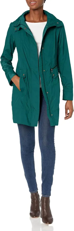 Cole Haan Women's Packable Hooded Rain Jacket with Bow