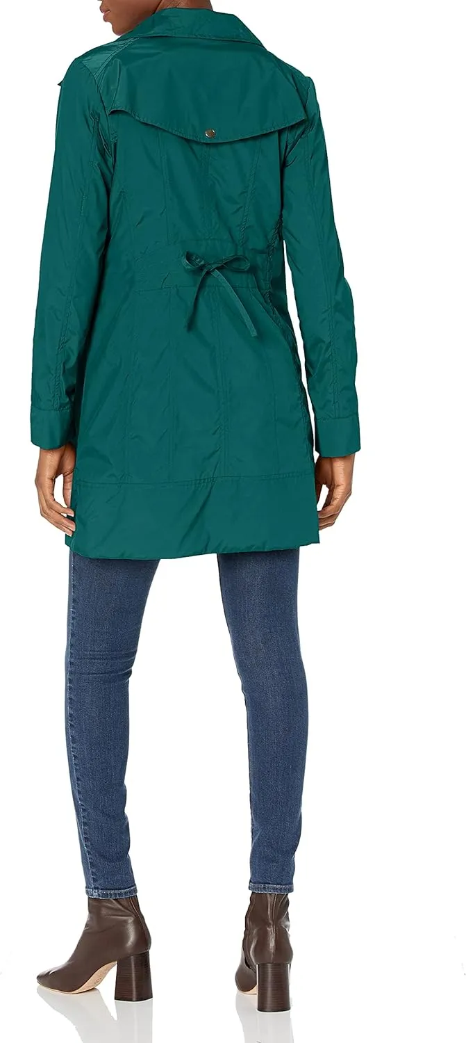 Cole Haan Women's Packable Hooded Rain Jacket with Bow