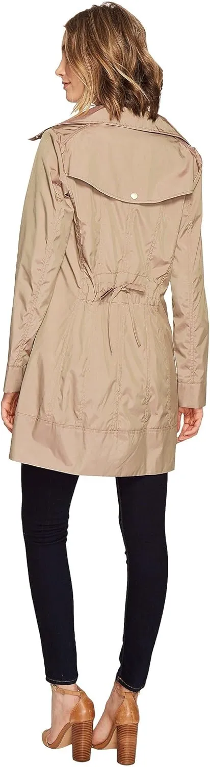 Cole Haan Women's Packable Hooded Rain Jacket with Bow