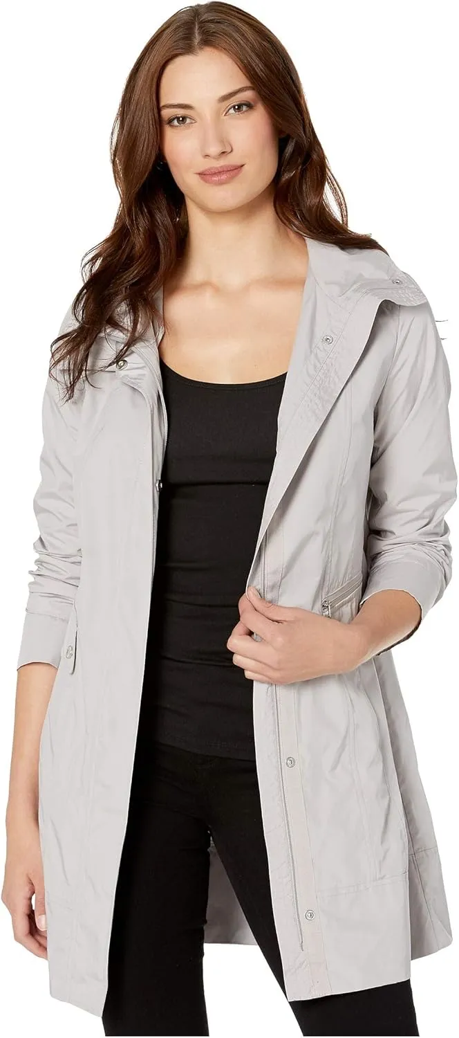 Cole Haan Women's Packable Hooded Rain Jacket with Bow