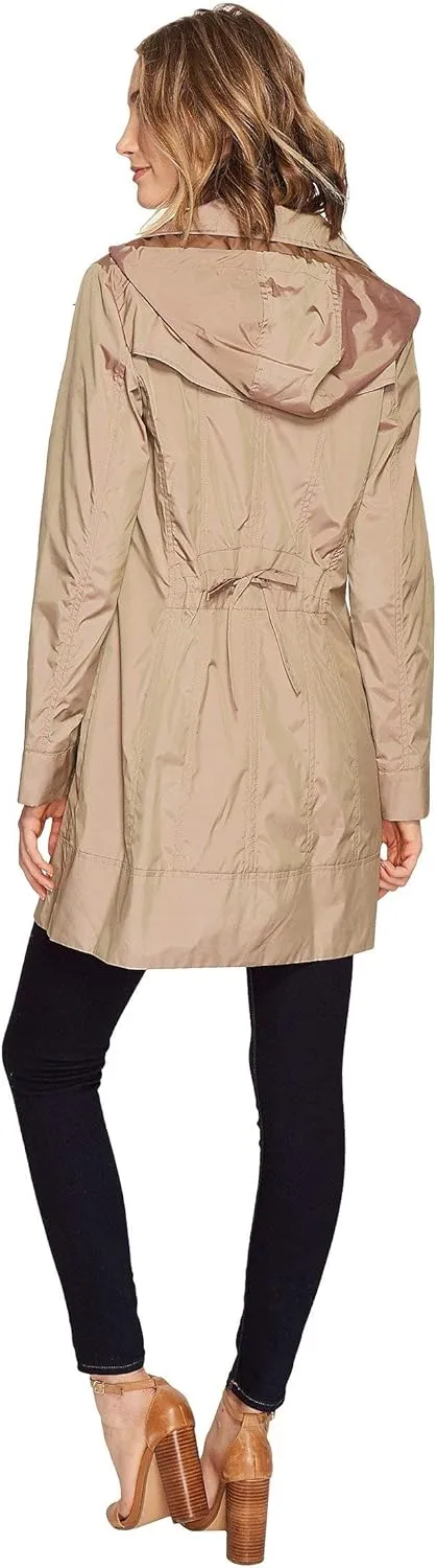 Cole Haan Women's Packable Hooded Rain Jacket with Bow