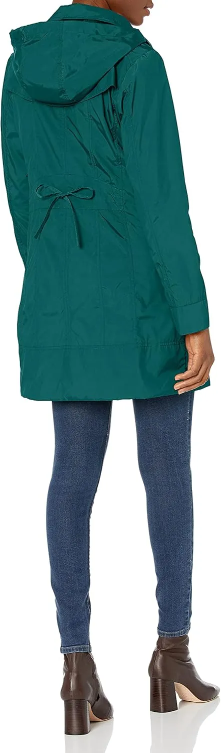 Cole Haan Women's Packable Hooded Rain Jacket with Bow