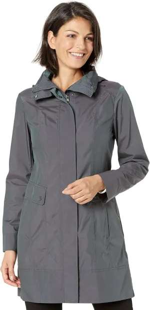 Cole Haan Women's Packable Hooded Rain Jacket with Bow
