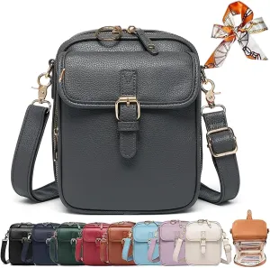 Collaboraten1 Crossbody Leather Bag,2025 New Crossbody Leather Bag with built in wallet, Anti-Theft Retro Design