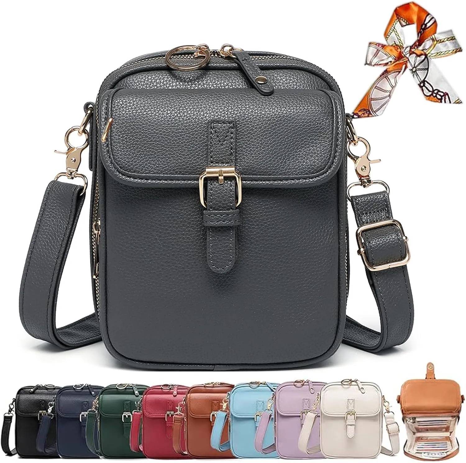 Collaboraten1 Crossbody Leather Bag,2025 New Crossbody Leather Bag with built in wallet, Anti-Theft Retro Design