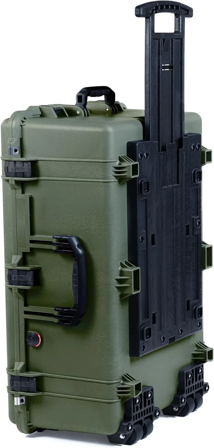ColorCase Pelican 1650 Case OD Green - Large Sized Rolling Waterproof Case with Pick & Pluck Foam & Convoluted Lid Foam - Black Handles & Latches