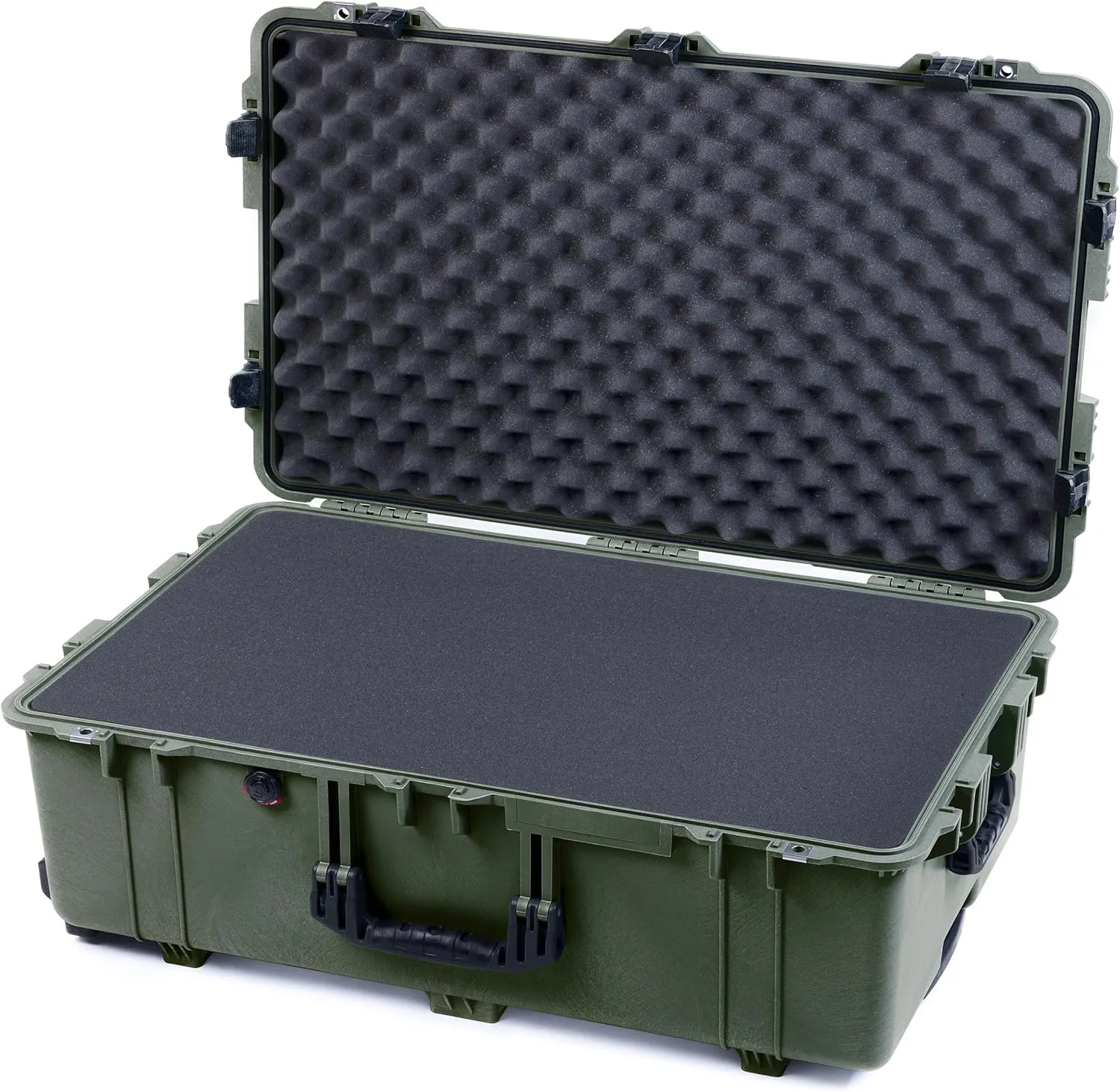ColorCase Pelican 1650 Case OD Green - Large Sized Rolling Waterproof Case with Pick & Pluck Foam & Convoluted Lid Foam - Black Handles & Latches