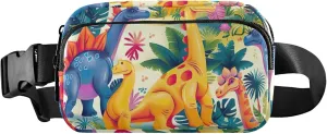 Colorful Dinosaur Jungle Fanny Packs for Women Waterproof Large Hip Belt Bag Cute Travel Waist Pack for Men