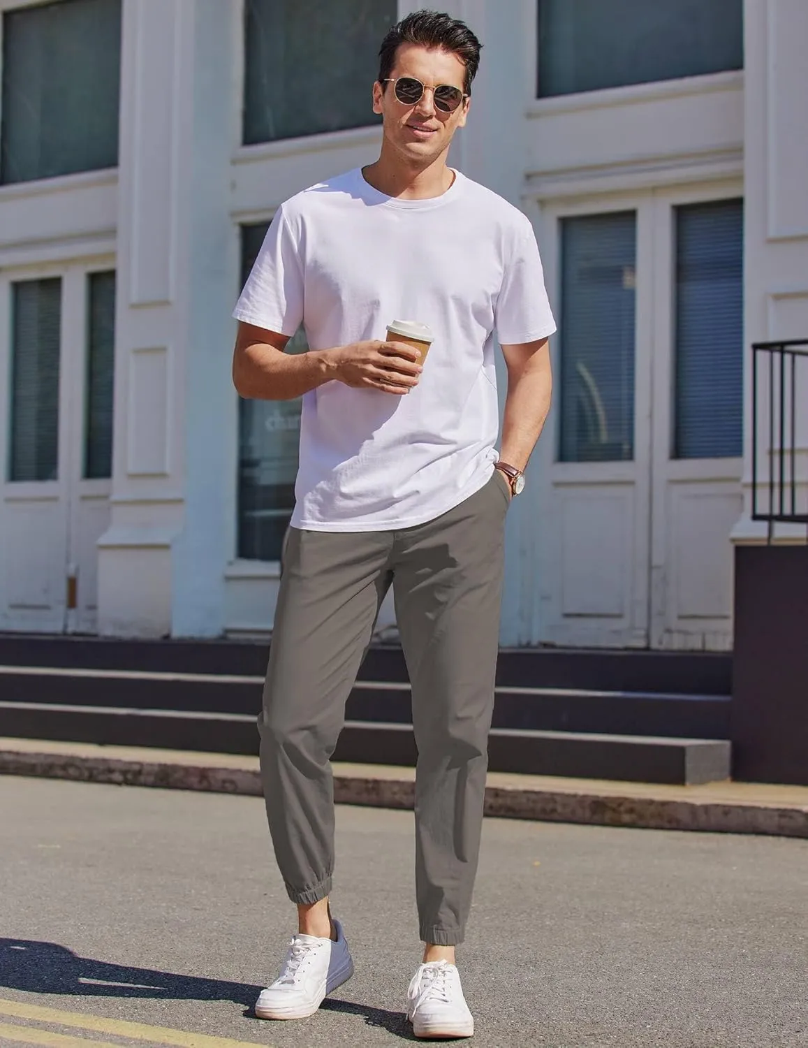 COOFANDY Mens Casual Joggers Pants Elastic Drawstring Chino Cargo Pants Hiking Outdoor Track Sweatpants