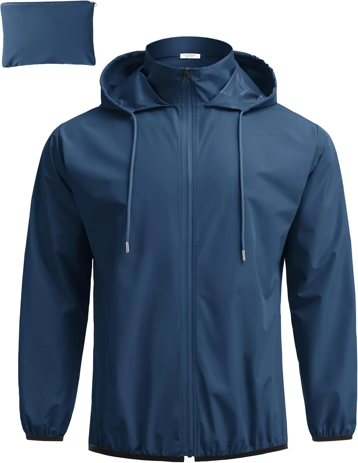 COOFANDY Men's Packable Rain Jacket Lightweight Waterproof Raincoat with Hood Travel Hiking Golf Windbreaker