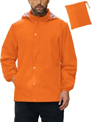 COOFANDY Men's Rain Jacket Waterproof Packable Raincoat Lightweight Rain Shell Hood Travel Golf Hiking Cycling Zip Pockets