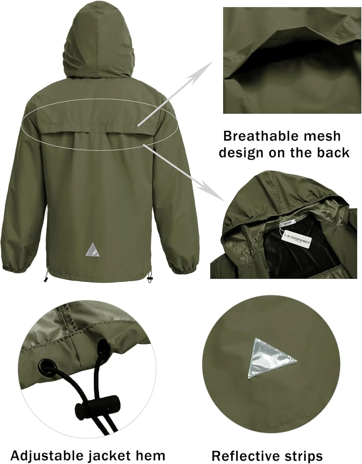 COOFANDY Men's Rain Suit 2 Piece Waterproof Breathable Rain Gear Lightweight Rain Jacket Pants Rainwear Suit