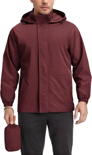 COOFANDY Rain Jacket Men Waterproof Lightweight Packable Raincoat Hooded Windbreaker For Hiking Golf Running